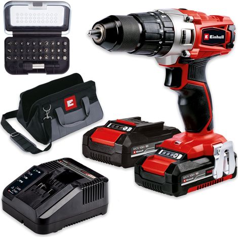 Einhell TE-CD Cordless Combi Drill PXC 18v Metal Chuck 2 x Batteries + Bit Set (1/5)
