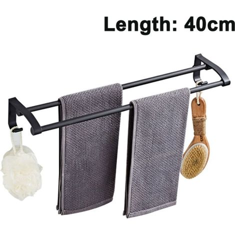 40cm svart 304 rostfritt stål perforerad/icke-perforerad handduksstång perforerad handdukshållare för badrum (1/5)