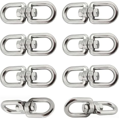 6 Pièces Crochet Pivotant M6 Double Extrémité Anneaux Pivotants en Acier Inoxydable 304 Suspendue Crochet Pivotant pour Balançoires Fauteuils Suspendus Sacs de Sable Cordes Chaînes (1/4)