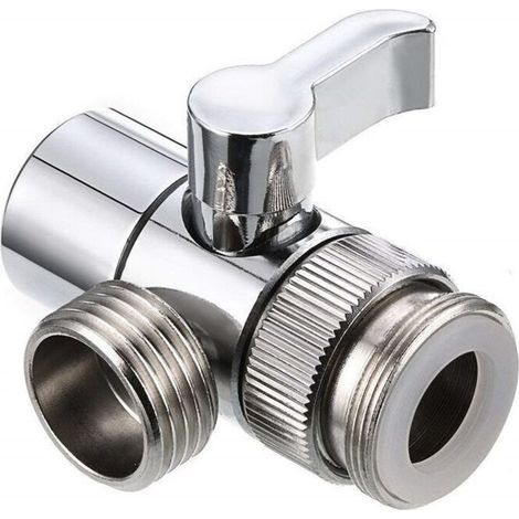 Umstellventil – G1/2-Anschluss – Für Waschbecken oder Badewanne – 3-Wege-Armatur – Duschadapter – Wahlventil – Chrom – 1 Stück (1/5)