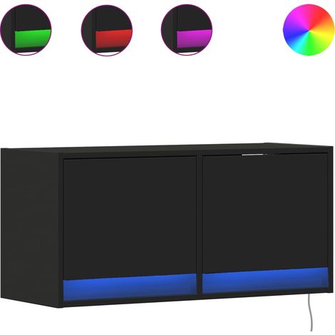 Maison Exclusive - TV-Wandschrank mit LED-Beleuchtung Schwarz 80x