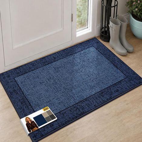 Tapis Attrape-Salissures Intérieur 80 x 120 cm, Lavable & Antidérapant – Absorbant, Paillasson pour Entrée Couloir & Animaux, Bleu (1/5)