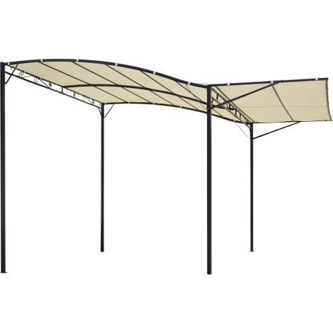 Gazebo da giardino estilo gazebo Outsunny con tetto laterale piegabile, ombreggiatura, protezione UV, materiale in acciaio+poliestere, bianco crema+nero, 3 × 2,5 m