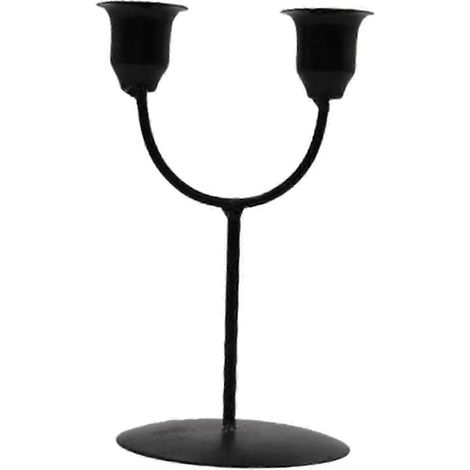 Porte-bougies, chandelier, support en métal, candélabre, style vintage, support pour bougies coniques, artisanat, bougeoir romantique pour les fêtes-Black (1/5)