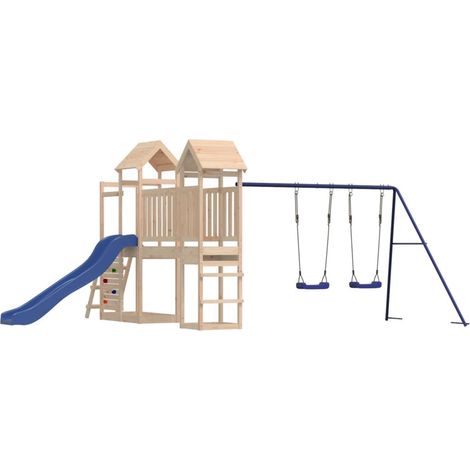 "Columpios para juegos de exterior, tobogán, columpios robustos, juegos de jardín, 505 x 332 x 214 cm, madera maciza de pino 020004733" (1/5)