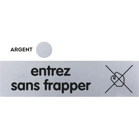 Plaque de porte Entrez sans frapper - Classique argent 170x45mm - 4320496