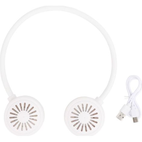 AMXCNOY Tragbarer, klingenloser Nackenventilator, USB-aufladbar, 360°-Drehung, Weiß, 180 g (1/5)