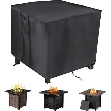 Housse de table carrée pour brasero à gaz 76 x 76 x 63 cm – Imperméable, coupe-vent, anti-UV, robuste pour meubles de foyer de terrasse (1/5)
