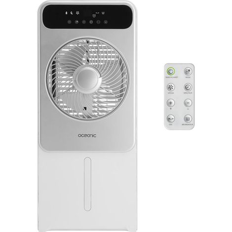Ventilateur brumisateur 3 en 1 OCEANIC - 50W - Diametre 23 cm - Affichage LED - Télécommande - Minuterie - Moteur DC - Gris et blanc (1/5)