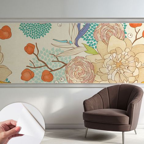 Fotomurale adesivo - parete decorativa - decorazione casa - stile moderno parete - Fantasia floreale 250x104 cm (1/5)