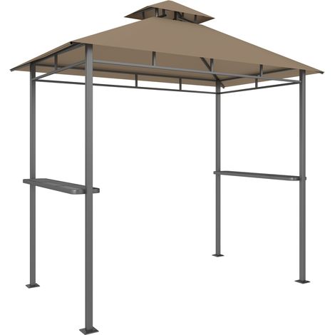Gazebo per barbecue da giardino 245 x 146 x 255 cm doppio tetto ventilato 2 ripiani laterali industriale in metallo marrone 210004934