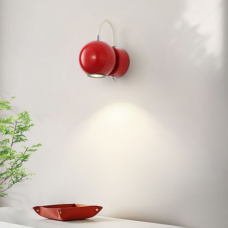 Applique Murale LED Style Nordique Crème, Lampe de Chevet Moderne Minimaliste avec Angle Réglable et Fixation Magnétique, Éclairage Chaud Large Tension pour Chambre à Coucher (Modèle 6235 Rouge)-lsw