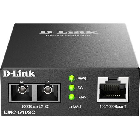 Convertidor de medios monomodo 100/1000 base-t a 1000 base-lx (sc) 10km power 5v (1/3)