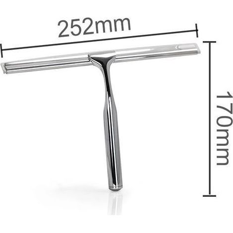 Raclette de Douche,raclette de fenêtre,essuie-Glace en Acier Inoxydable avec Crochet d'aspiration Solide pour Salle de Bain,Cuisine,Miroir,Nettoyage des vitres et des vitres,25 cm-Chrome (1/5)