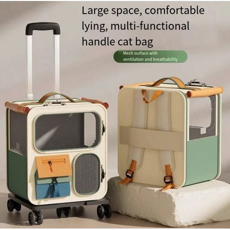 Sac à dos chat transport portable grand format, sac à dos pour chat et petit chien, valise de voyage spacieuse, sac de transport pour animaux, sortie extérieure (1/3)