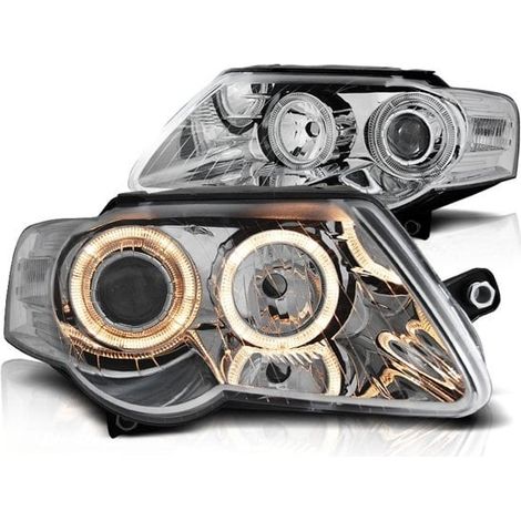Faros doble halo llantas VW PASSAT B6 3C 03 05-10 ANGEL EYES CROMO
