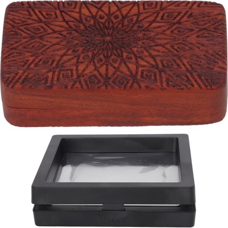 Glisseur Anti-Stress en Bois de Santal Rouge Gravé, Jouet de Bureau à Motif Tournesol (1/5)