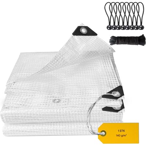 Film de protection transparent à grille - Bâche imperméable - Résistant aux UV et aux déchirures - 1 pièce - Pour jardin, bateau et construction - Noir (1/5)