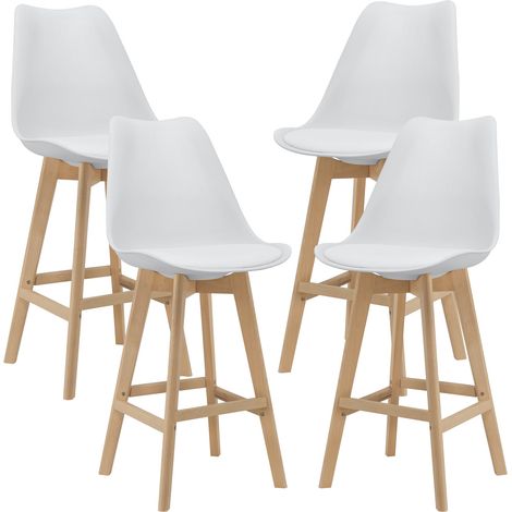 Set di 4 sgabelli da bar in plastica sintetica faggio 105 x 48 x 58 cm bianco 030008716