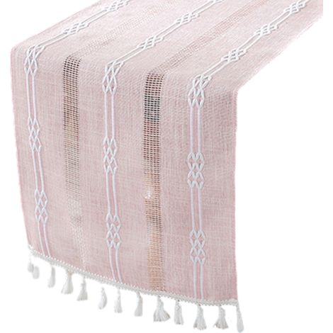 Runner De Table - 33 x 180 cm - Coton Et Chanvre - Style Rustique Avec Franges - Pour Décoration De Table À La Maison Ou Événements - 1 Pièce (1/5)