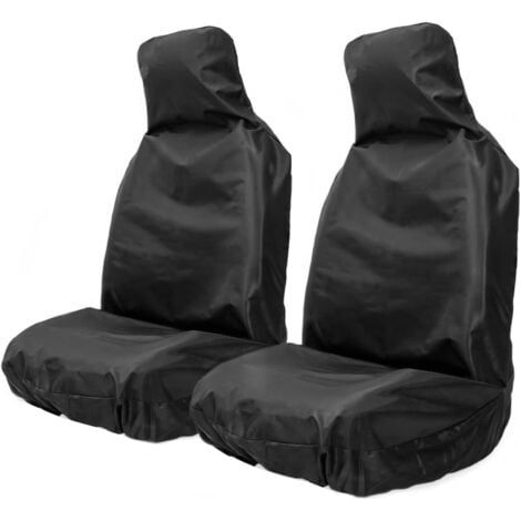 Ensemble de 2 housses de siège de voiture imperméables avant, housses de siège de voiture universelles, protections de siège de voiture en nylon robuste, noires (1/5)