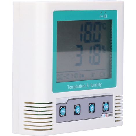 Enregistreur de température numérique avec capteur haute précision intégré, USB, écran LCD, humidité, 260 000 données