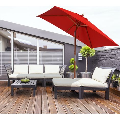 Outsunny Parasol de jardin extérieur Parasol rectangulaire inclinable bois polyester haute densité 2L x 1.5l x 2.3H m rouge