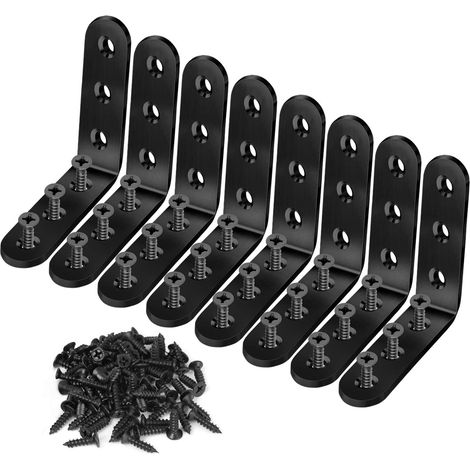 Equerre Fixation90 à Angle Droit Patte D'assemblageSupport d'angle en L FormeFixation Équerre 80 80 2mm 8 pièces 90 degrés (1/5)
