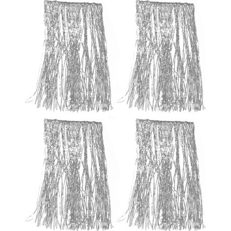 Rideaux à pompons en feuille laser holographique, rideaux de pluie laser en forme de vague, argent (1/5)