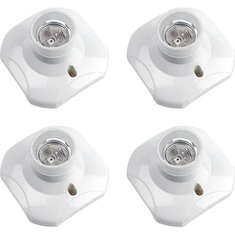 Jusch – Douille E27 à visser pour ampoule LED – AC 220-240V – Résistante aux hautes températures – Lot de 4 douilles en plastique blanc (1/4)