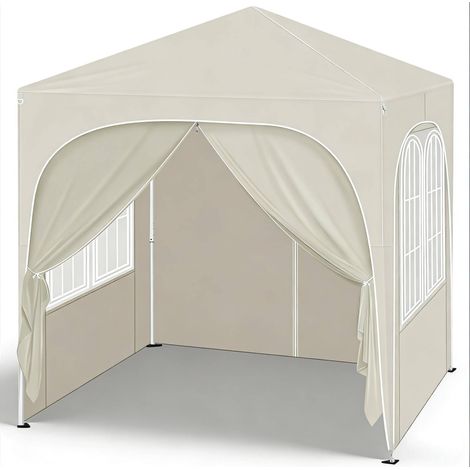 CHICFURN Gazebo de jardín 2 x 2 m beige de metal y lona Oxford, para eventos, altura 2,5 m (1/5)