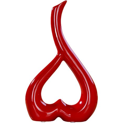 Vase Artisanal [Vase Cœur Émotion] Finesse Céramique Décor Blanc Noir Rouge Jaune Vert Anti-Dérapage 26x15cm Cadeau Romantique (1/5)