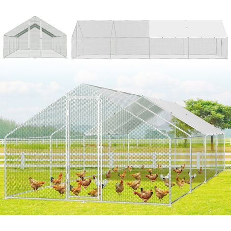 Jiubiaz Recinto gallinero con parque vallado de 3 x 8 x 2 m, para pollos, con cerradura de seguridad y tela PE impermeable (1/4)