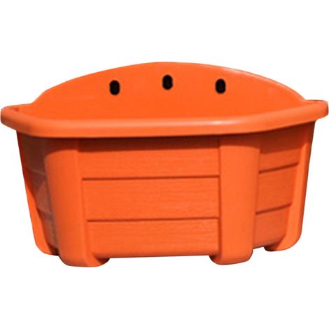 Pot de fleurs mural en plastique avec réservoir d'eau, orange, pour balustrade de balcon (1/5)