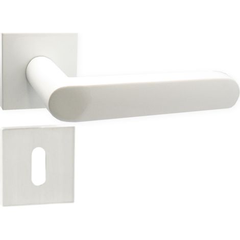 DOMINO Poignée de porte DENVER-QR slim blanc BB Poignée avec rosace BB pour clé Blanc (1/5)