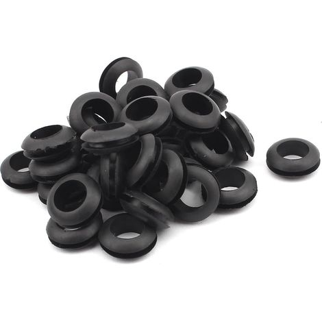 Passe Fil Caoutchouc Oeillet Passe Câble 10mm Diamètre Trou Câble Câblage électriqu Joint Noir 38pcs