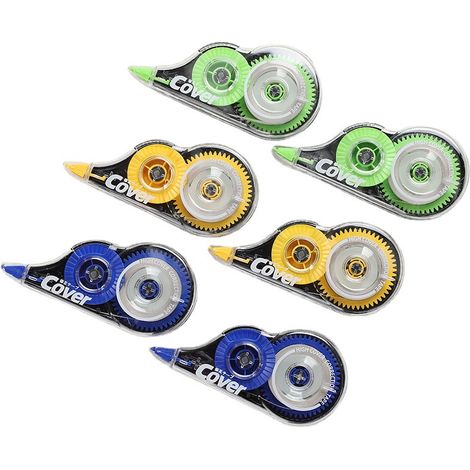 Lot de 6 rouleaux de ruban correcteur, format poche, pour la correction des fautes de frappe, faciles à recharger. (1/3)