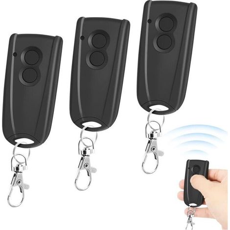 Portail Télécommandé Compatible avec Hormann Ecostar RSC2, RSE2, RSZ1, Liftronic 500, 700, 800, 433MHz Bip Portail Porte De Garage, Noir, Lot de 3 (1/4)
