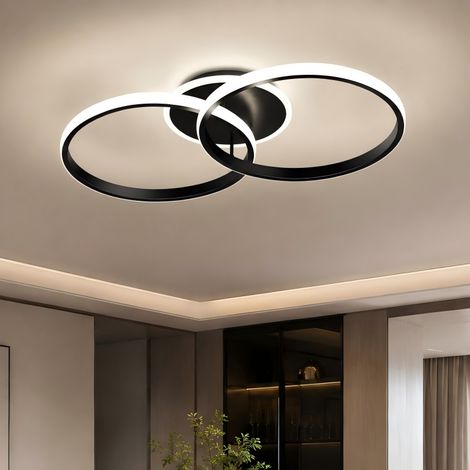 Plafonnier LED double anneau 36 W 4320 lm, 50x30 cm, 3 températures de couleur, fonction mémoire, lampe de plafond moderne - Noir (1/5)