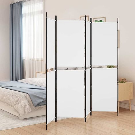 Cloison de séparation 4 panneaux-Paravent-Séparateur de pièce Blanc 200x180 cm Tissu (1/5)