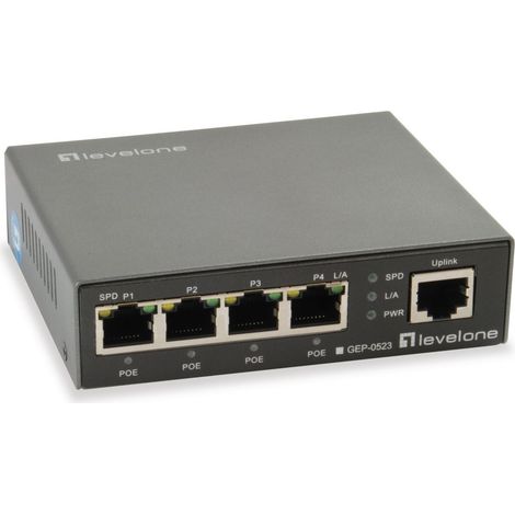 LevelOne GEP-0523 switch Gigabit Ethernet (10/100/1000) Energía sobre Ethernet (PoE) Negro
