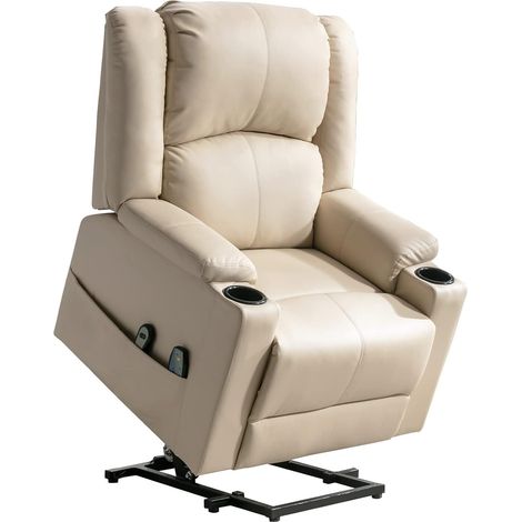 Comhoma – Fauteuil relax releveur avec fonction de couchage – Design ergonomique – Rembourrage en mousse dense – Support jusqu'à 136 kg – Blanc (1/2)