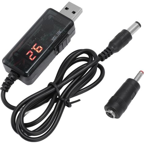 Cordon de routeur de batterie externe 9V 12V, affichage numérique HD, câble USB Boost pour Modem optique (1/5)