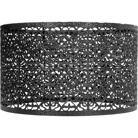 Abat-jour ajouré en métal, culot E27/E14, usage universel, bonne dissipation de la chaleur, finition élégante, noir. (1/5)