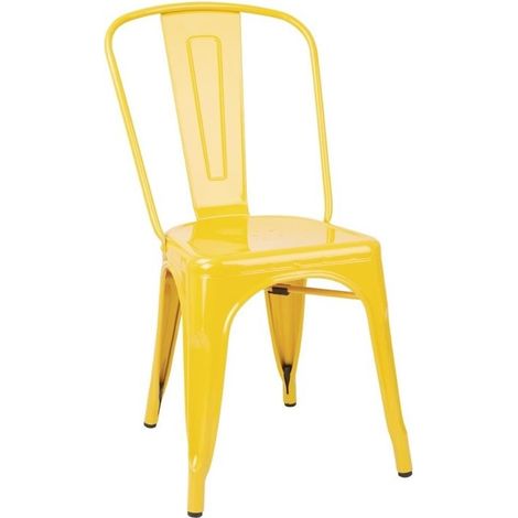 Chaise Restaurant Bistrot Acier Jaune - Lot de 4 - Bolero (1/5)