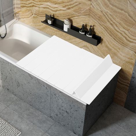 Badewannenabdeckung 160 x 70cm Badewanne Brett Faltbare Badewannenbret PVC Dämmplatte Badewannen Abdeckung wasserdichte Staubdichte bis 5kg für alle Standardbäder