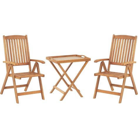 Set da Giardino per 2 Persone Sedie e Tavolino in Legno d'Acacia JAVA (1/5)