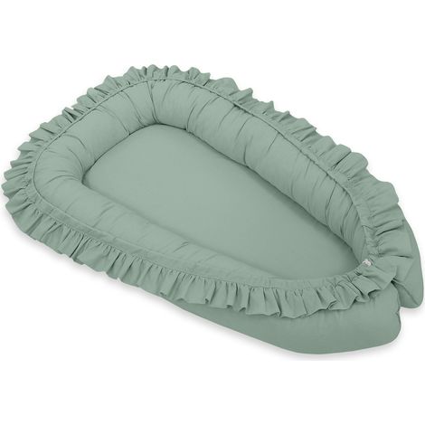 Baby Kokon Laufstall Wickeltuch Premium mit Rüschen MY SWEET BABY - Salbei (1/4)