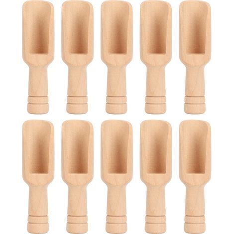 10 pièces Cuillère à Sels de Bain en Bois Poli Écologique pour Salle de Bain et Douche, Modèle 1 (2.4x7.6cm) (1/5)