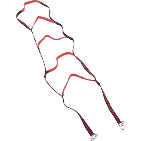 Échelle de corde pliable à 5 marches en nylon pour embarquement facile, idéale pour les bateaux pneumatiques, pontons, voiliers, kayaks et bateaux à moteur (rouge). (1/5)
